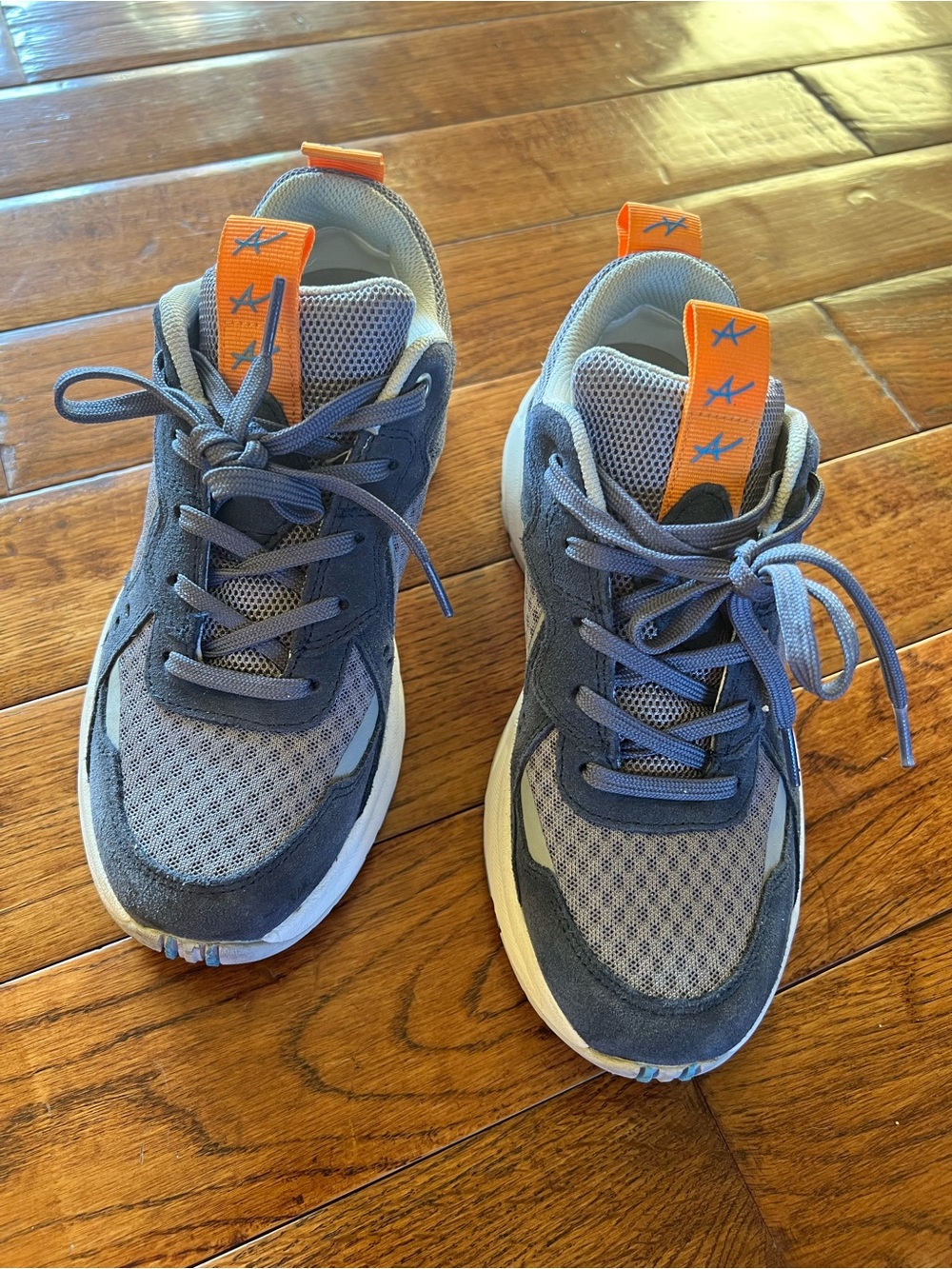 Mephisto Women’s Sneakers Allrounder Dynamic Suede Blue Gray Orange Size 7